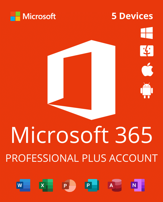 MICROSOFT 365 PROFESSIONAL PLUS ACCOUNT 5 DEVICES – 1 YEAR SUBSCRIPTION